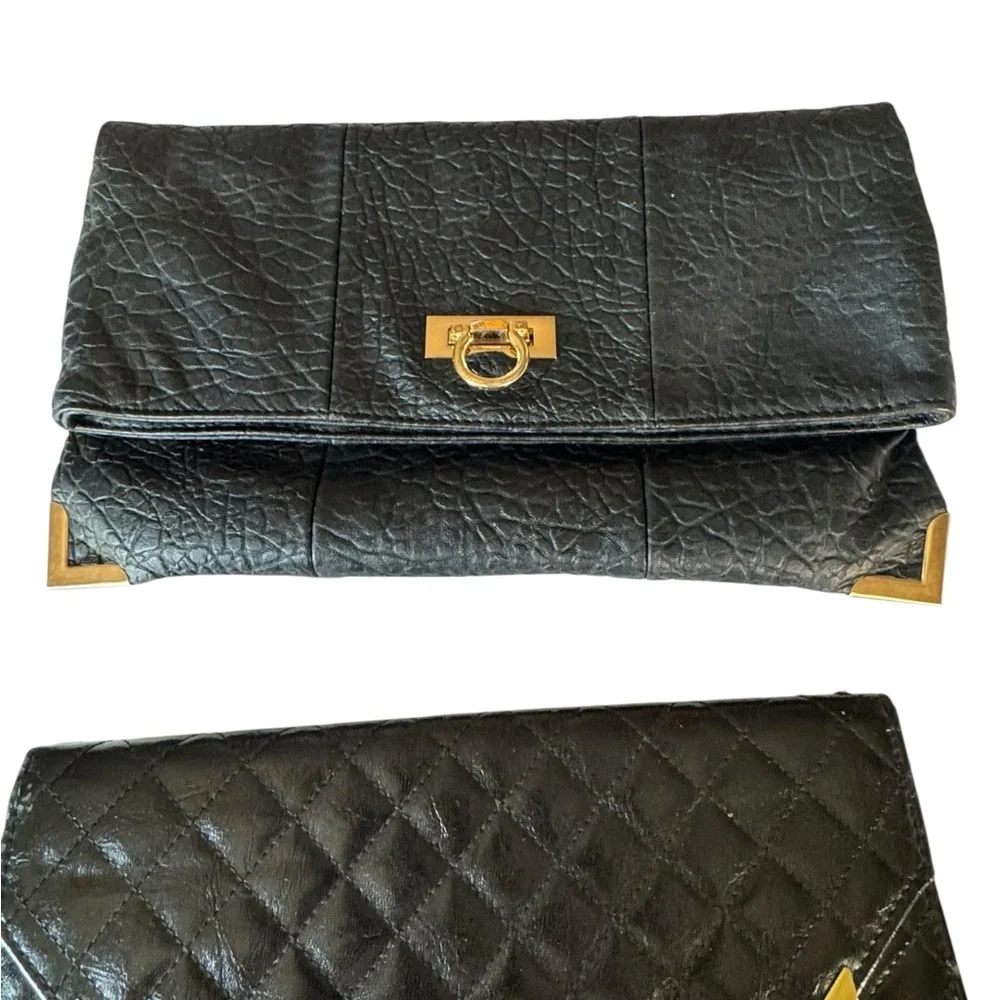 🖤 2-iBlack Clutch Bundle‎ – Quilted Patent & Textured Faux Leather